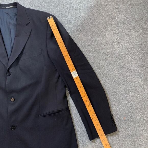 Vintage Hugo Boss Blazer Mens 42L Long Indigo Blue Wool Einstein Sigma Made USA - Picture 5 of 14